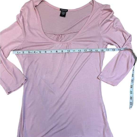 MAURICES Pink Lightweight Scoop Neck 3/4 Length Sleeve Top L - Picture 5 of 7